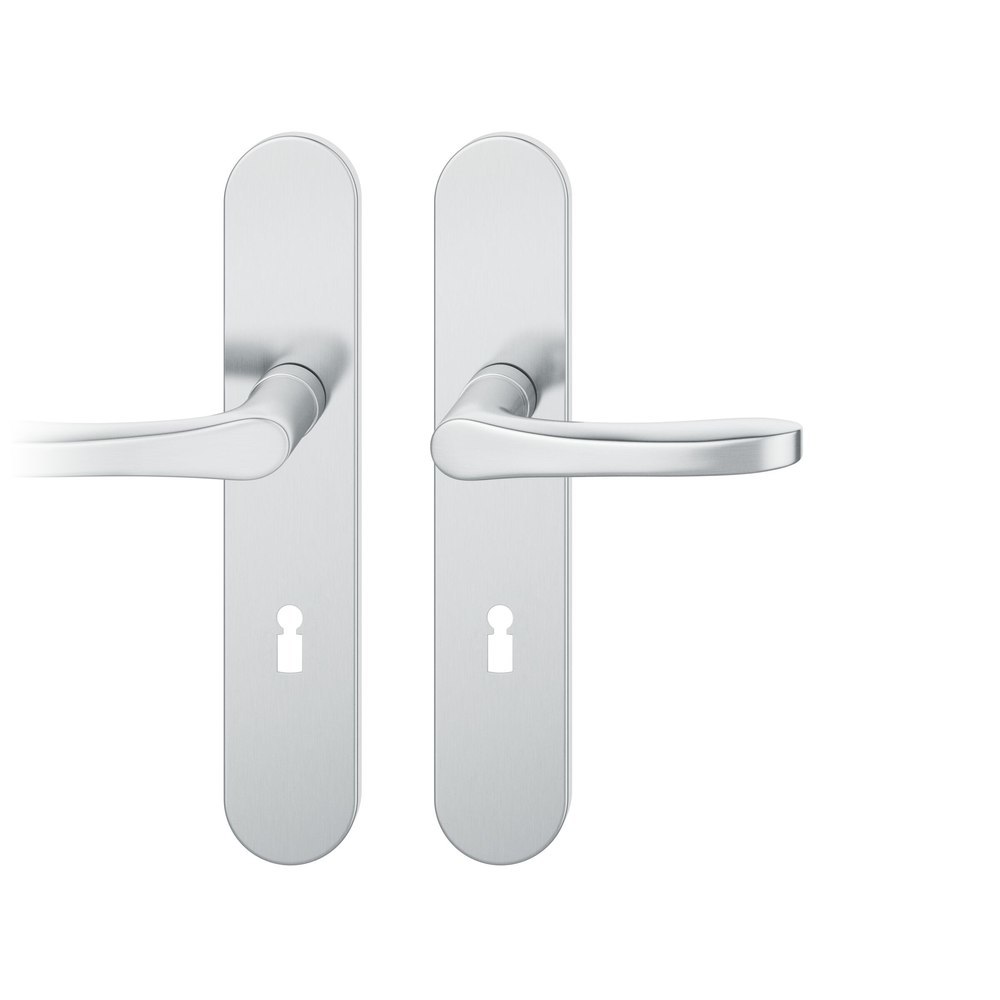 FSB Drückergarnitur mit Langschild 12 1106, VK 8, oval, mit Nocken, Edelstahl