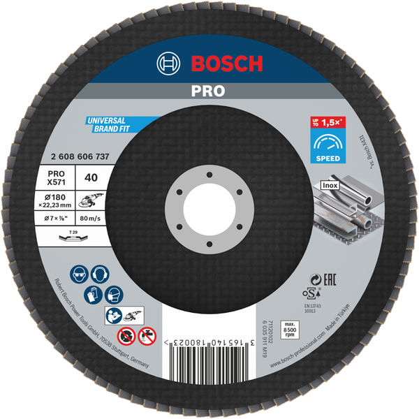 Bosch PRO X571 Fächerschleifscheibe, 180 mm