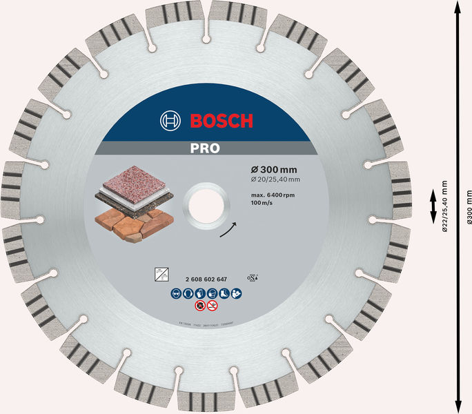 Bosch PRO Stone Diamanttrennscheibe, 300 x 20/25,4 mm