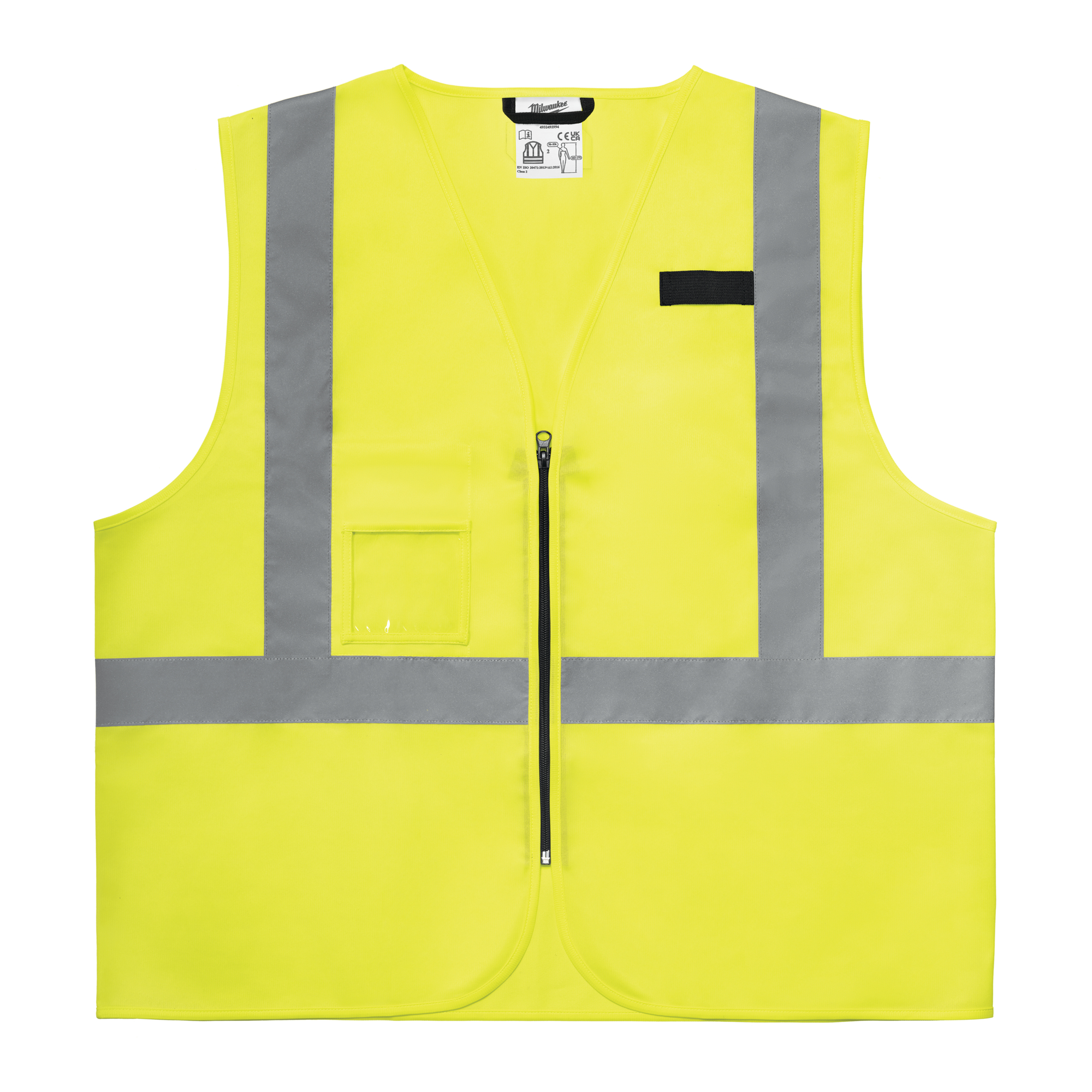 Warnweste, High-Visibility, Reißverschluss, Reflektorstreifen, Taschen