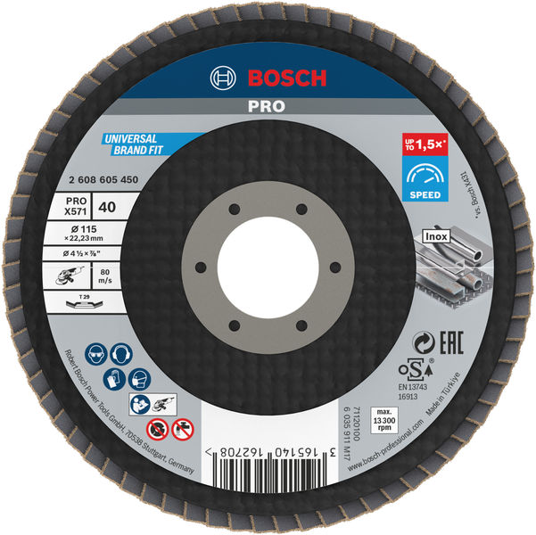 Bosch PRO X571 Fächerschleifscheibe, 115 mm
