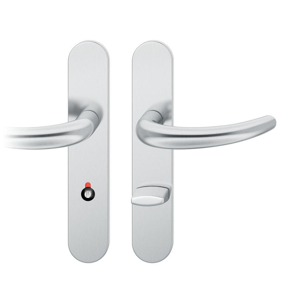 FSB Drückergarnitur mit Langschild 72 1160, oval, AGL3, Edelstahl