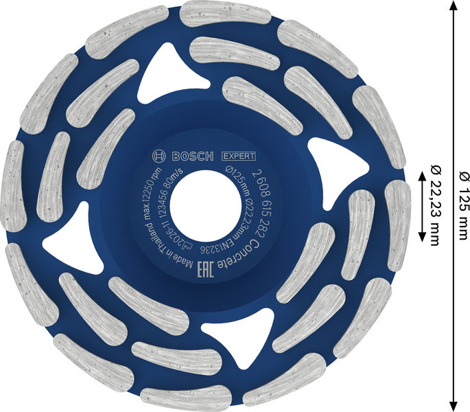 Bild der Produktabmessungen, abrasive disc, diamantsegmente, lochscheibe, rundklinge, Schleifwerkzeug