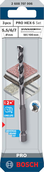 Produktbild Verpackung, Bohrer, Schneiden, Spiralbohrer, Pro HEX-5, Set-Komponente