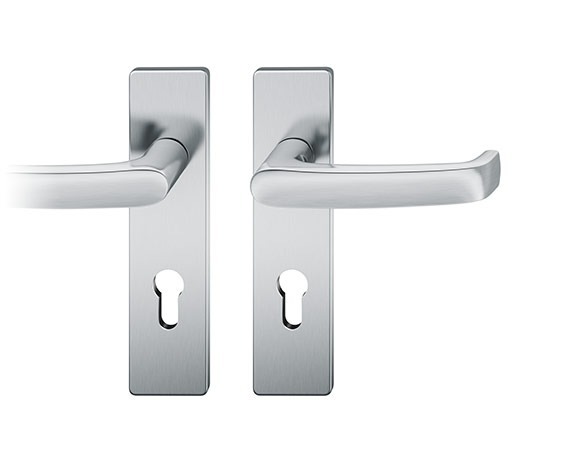 FSB Drückergarnitur mit Kurzschild 12 1045, VK 8, eckig, mit Nocken, Aluminium