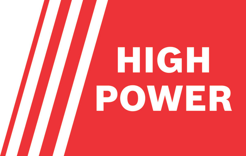 Symbol, high power, red, text, graphic, design