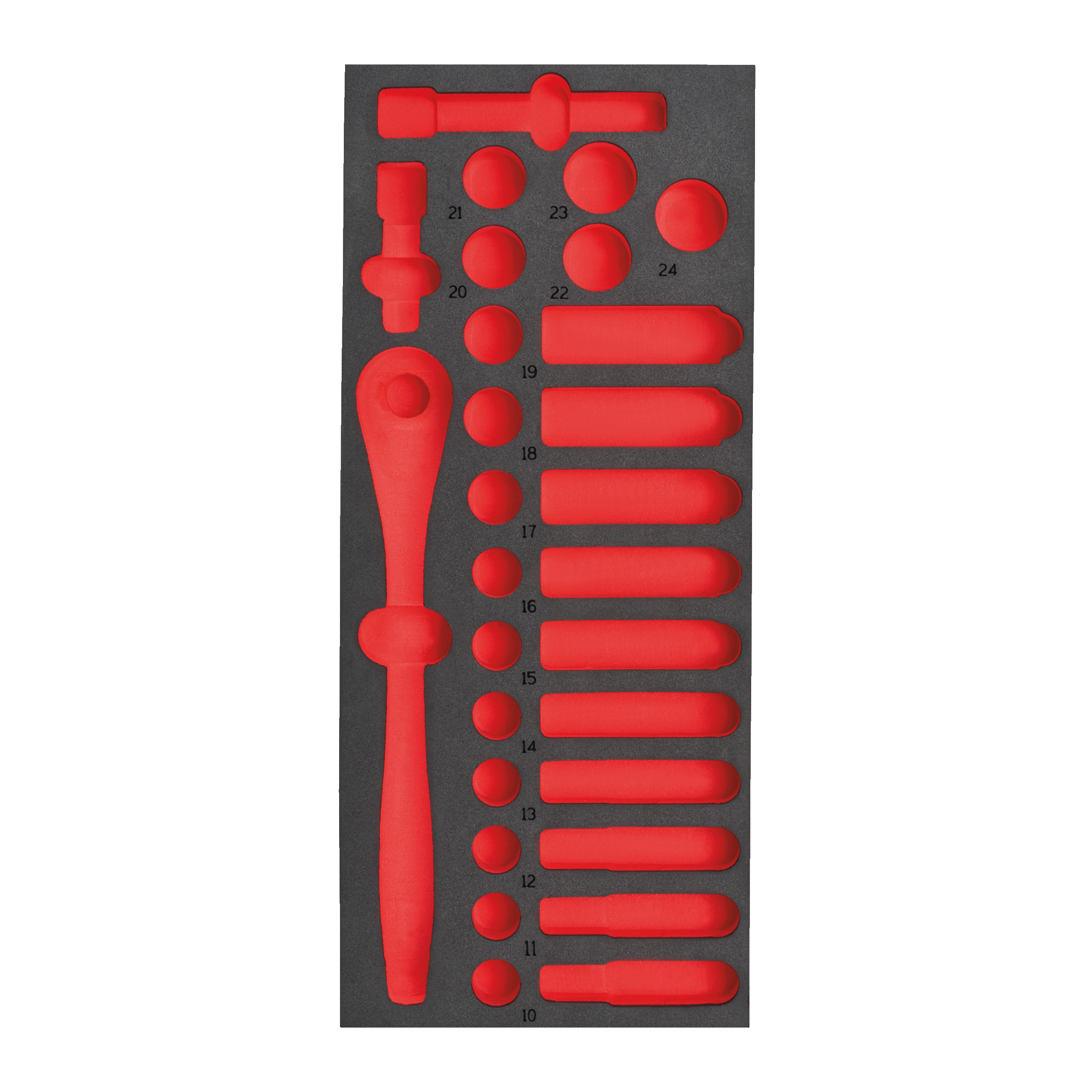 Wrench set, Tool set, Screwdriver handle, Red silicone, Foam tray