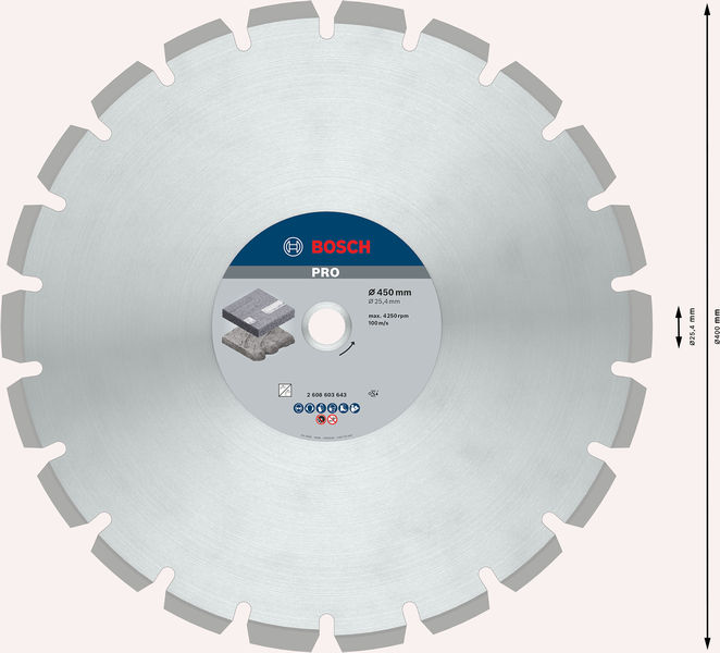 Bosch PRO Asphalt Diamanttrennscheibe, 450 x 25,4 mm