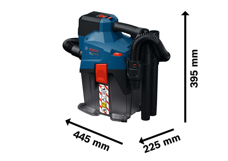 Bild der Produktabmessungen, Staubsauger, Absauggerät, Kompakt, Bosch, Handstaubsauger