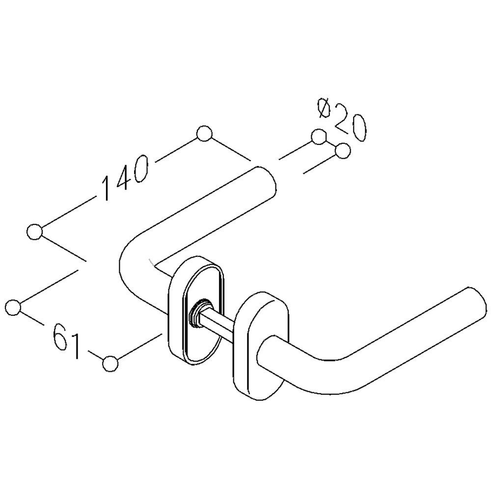HELO Drückergarnitur ohne Schlüsselrosette EST.ZD 51, VK 8, oval, Edelstahl