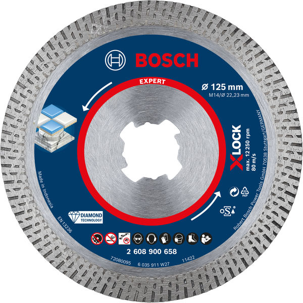 Bosch EXPERT HardCeramic X-LOCK Diamanttrennscheiben, 125 x 22.23 x 1.4 x 10 mm