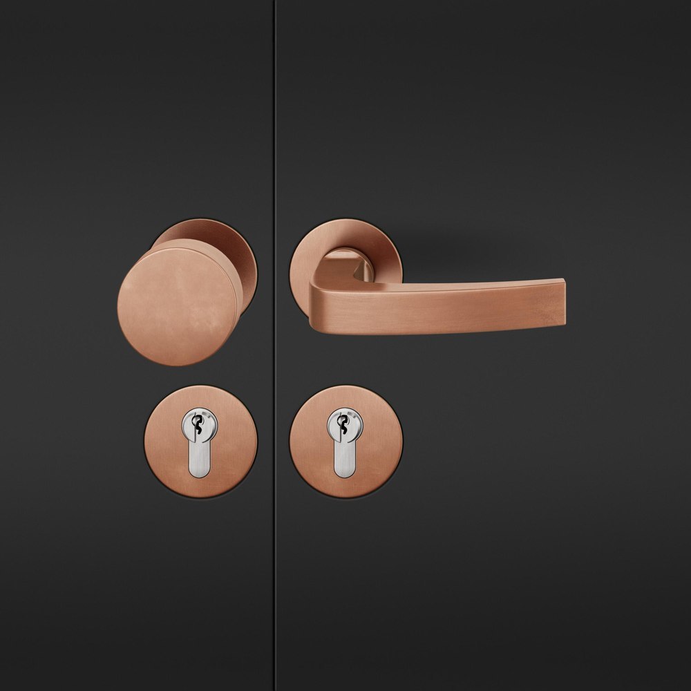 FSB Wechselgarnitur mit Rosetten 72 1163, Knopf 0 829, AGL3, VK 8, rund, flächenb., Bronze