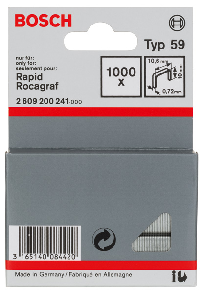 Bosch Feindrahtklammer Typ 59, 10,6 x 0,72 x 10 mm, 1000er-Pack