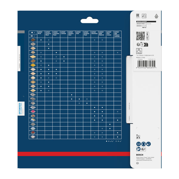 Produktbild Verpackung, abrasivblatt, Schleifpapier, Schleifdiagramm, Mechanikplan, Bosch