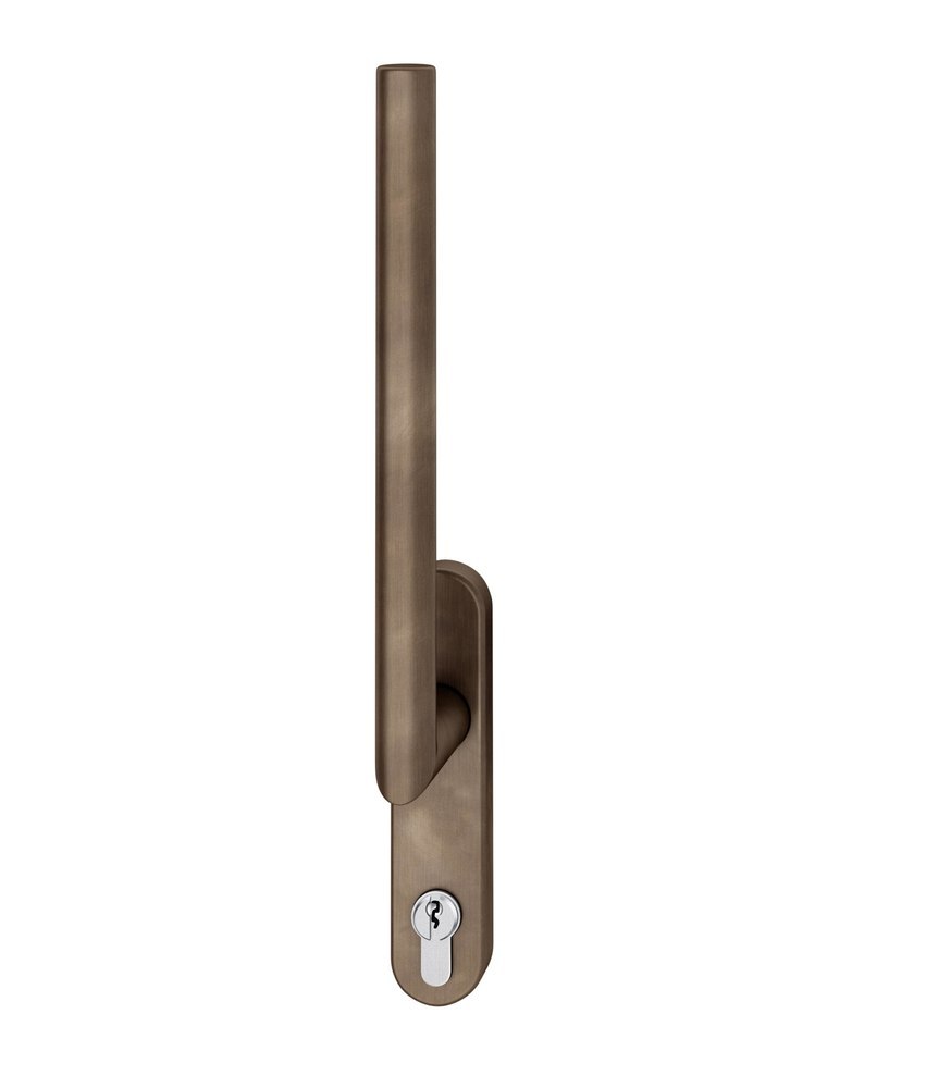 FSB Handhebel 34 1076, Standard, innen, Profilzylinder gelocht, oval,Vierkant 10, dunkelbronze patiniert gewachst