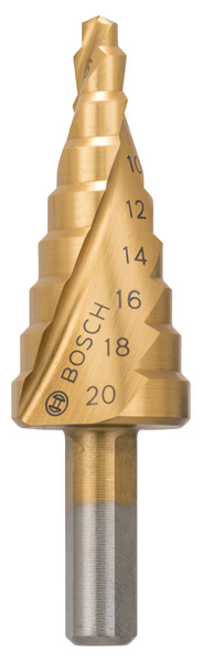 Bosch Stufenbohrer HSS-TiN, 4 - 20 mm, 8 mm, 70,5 mm, 9 Stufen
