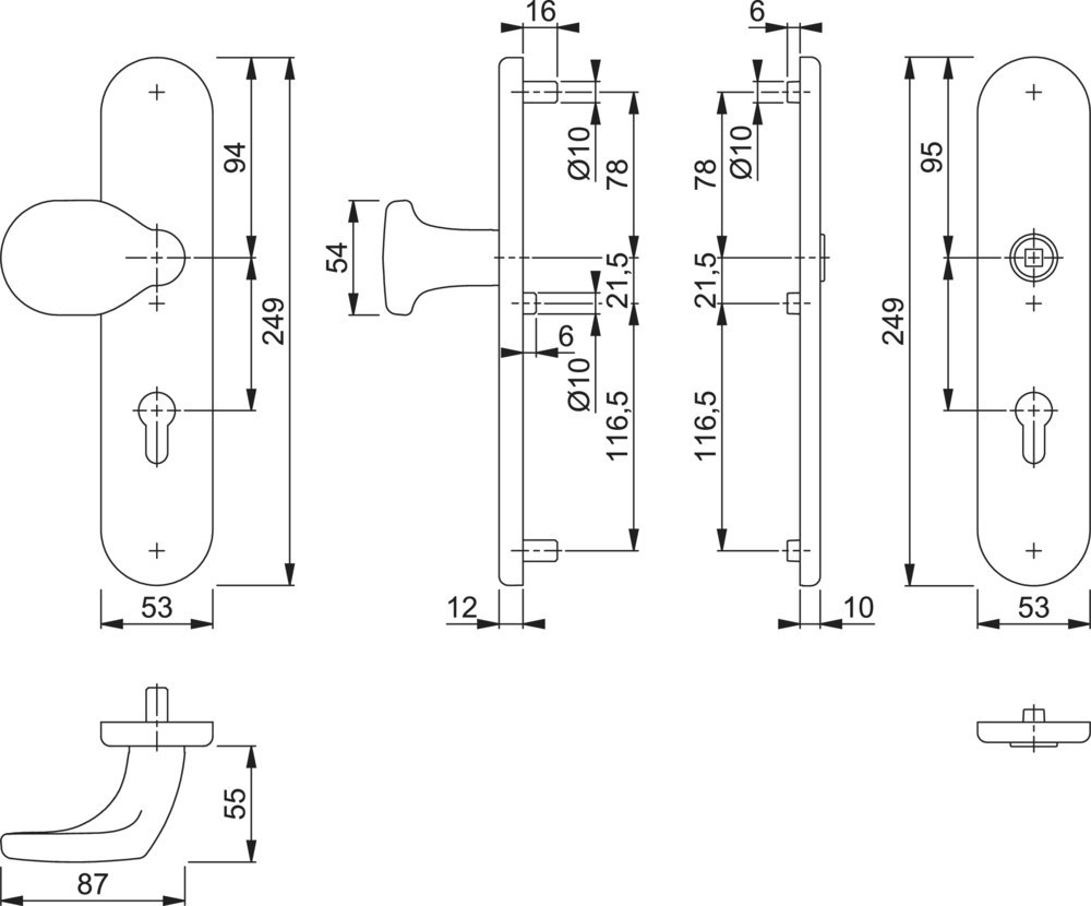 Türknopf, Türplattendetails, Riegelknopf, Schloss, Beschlag
