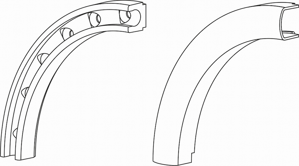Eckführung GEZE für flexible Gestänge, Aluminium