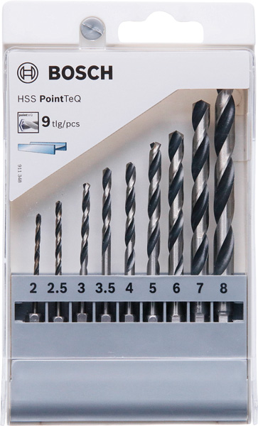 Bosch HSS PointTeQ Sechskantbohrer-Set, 9-tlg., 28 mm