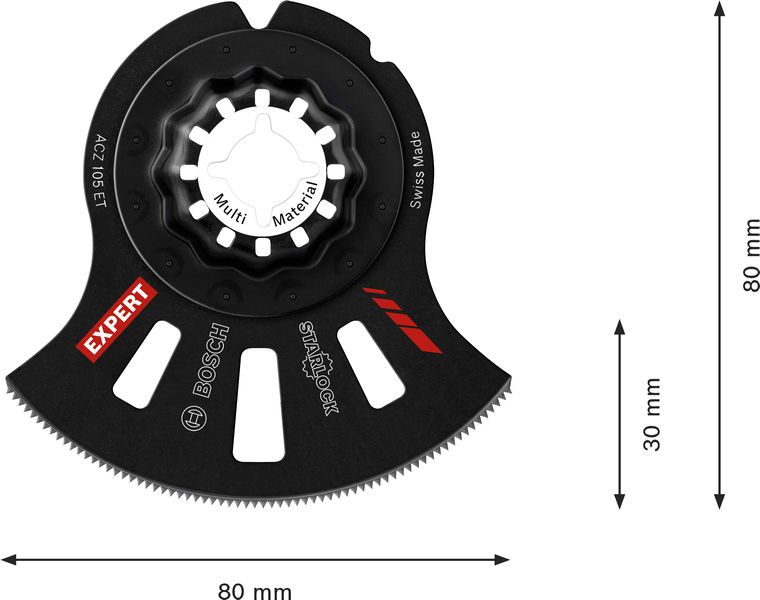 Bild der Produktabmessungen, Klingenteller, Schnittaufsatz, Schwarz, 80mm, 30mm
