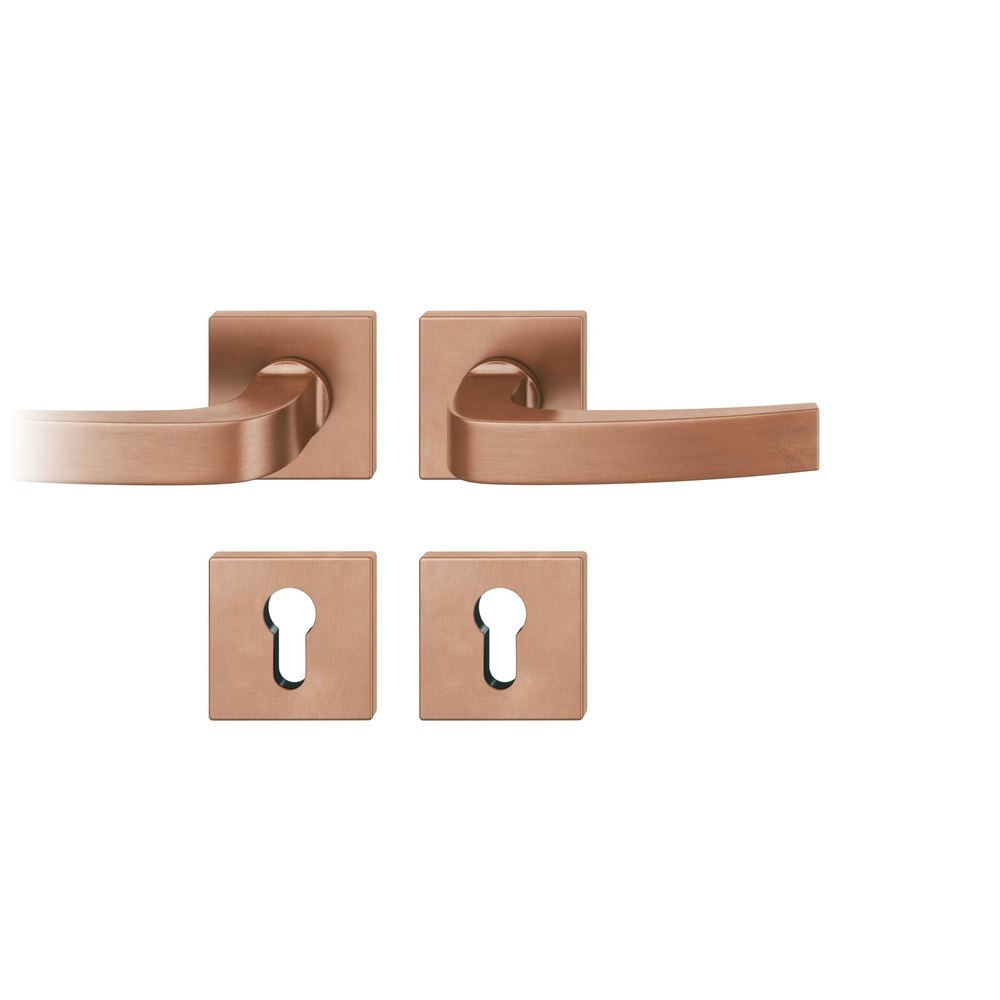 FSB Drückergarnitur 72 1163, Rosette, eckig, Profilzylinder gelocht, Vierkant 8mm, DIN Rechts, Türstärke 39 - 48mm, mit Stütznocken, hellbronze patiniert gewachst Ausgleichslager® 3