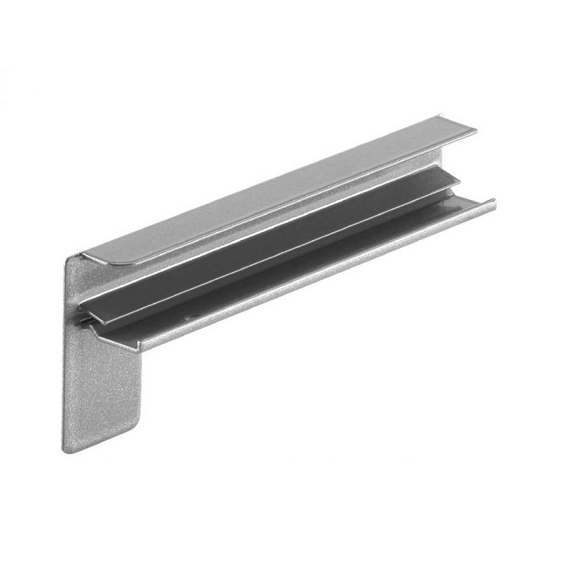 Metallschild, Balkenhalter, Schienenhalter, Eckträger, Silber