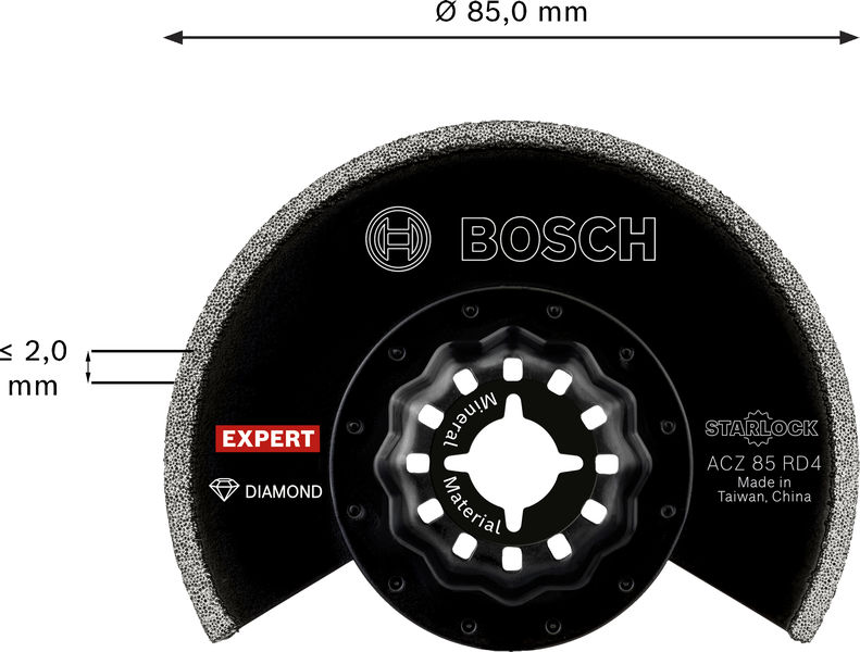 Bild der Produktabmessungen, diameter 85 mm, abrasive disc, grinding wheel, diamond segment, Bosch