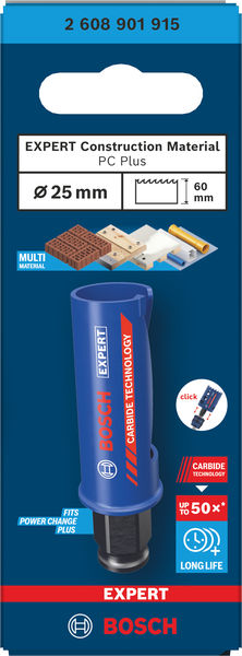Produktbild Verpackung, PC Plus, Bauwerkstoff, Ø 25 mm, 60 mm, Carbid-Bohrer