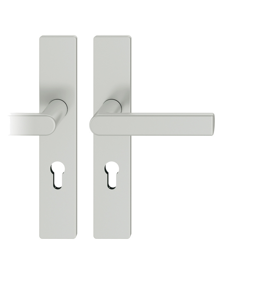 FSB Drückergarnitur mit Langschild 12 1244, VK 8,5, eckig, mit Nocken, Aluminium