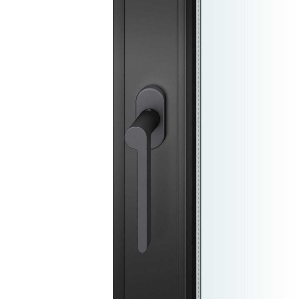 FSB Fenstergriff 34 1021, Standard, oval,Vierkant 7/24-38, DIN-Richtung DIN Links, schwarz gestrahlt