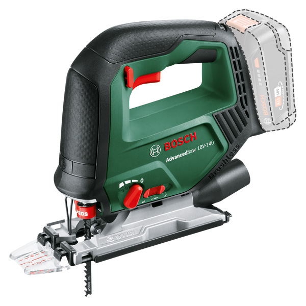 Produktbild, Stichsäge, Akku-Stichsäge, Grün-Schwarz, Sägeblattwechsel, Handgriff