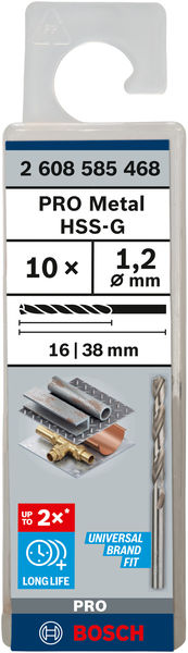 Bosch PRO Metal HSS-G Spiralbohrer, 1,2 x 16 x 38 mm