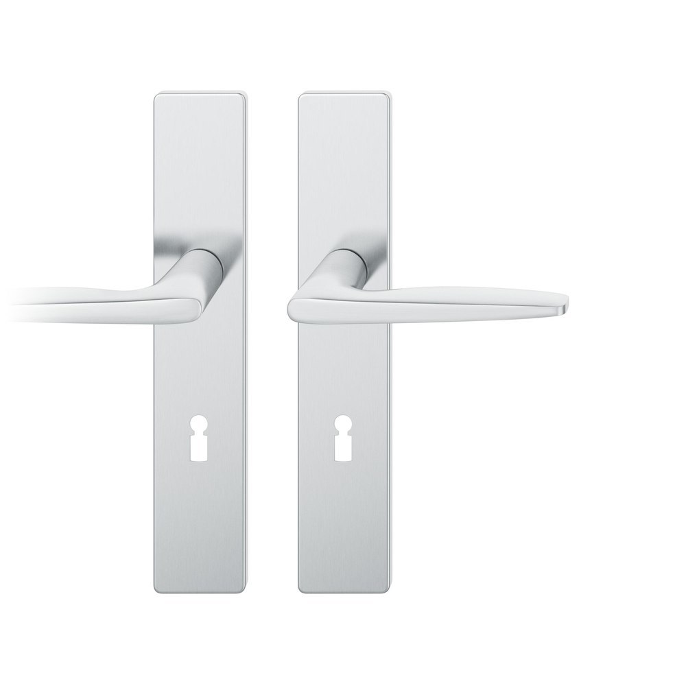 FSB Drückergarnitur mit Langschild 12 1058, VK 8, eckig, mit Nocken, Edelstahl