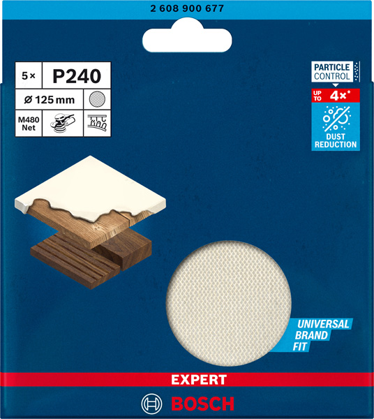 Bosch EXPERT M480 Schleifnetz für Exzenterschleifer, 125&nbsp;mm, K 100, 50&nbsp;Stück