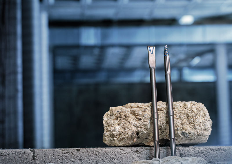 Detailbild, Metallwerkzeuge, Schneidwerkzeuge, Spachtel, Stein, Baustelle