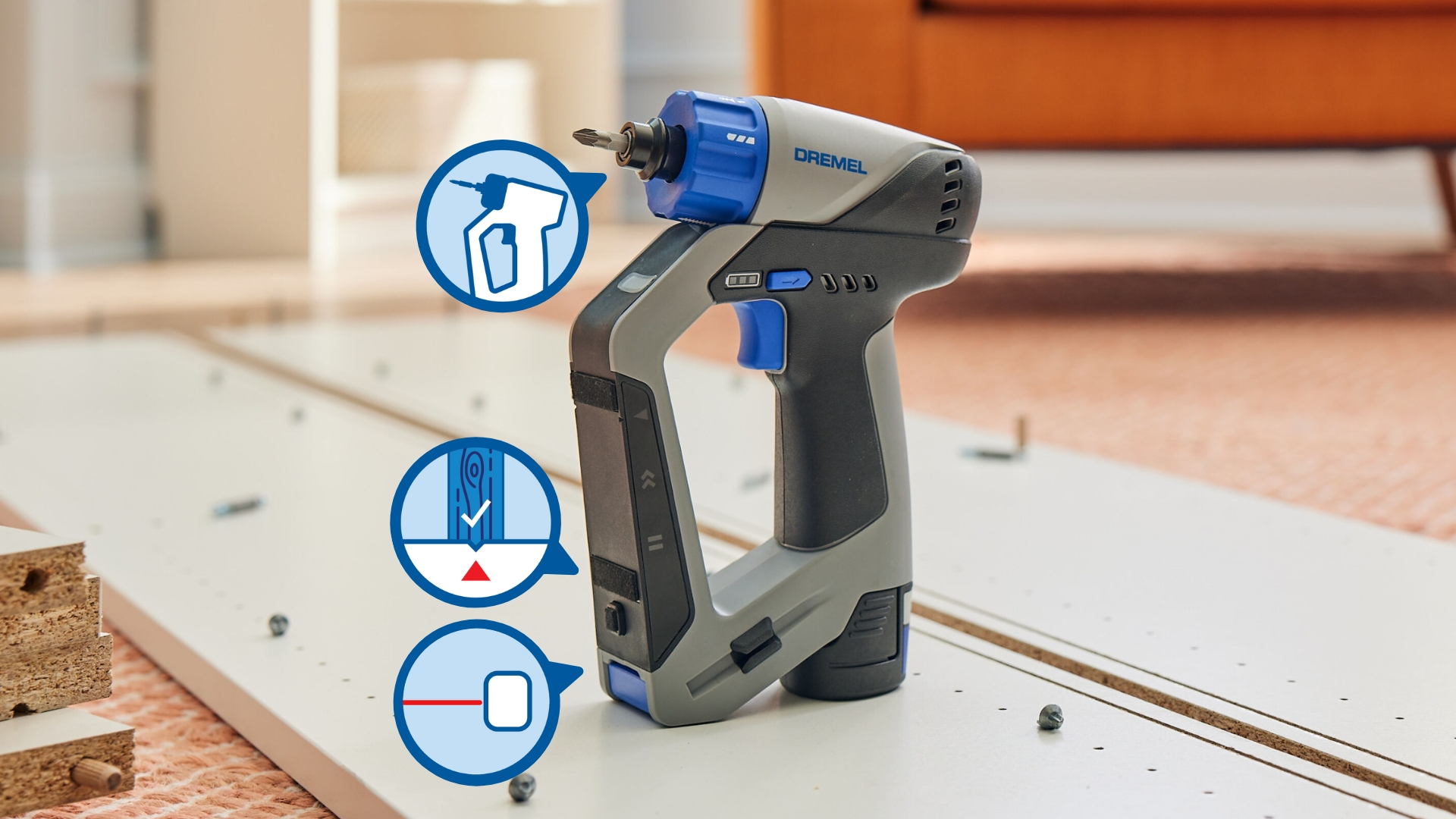 Produktbild, Akkuschrauber, Bohrmaschine, Elektrowerkzeug, blau/grau, akku betrieben