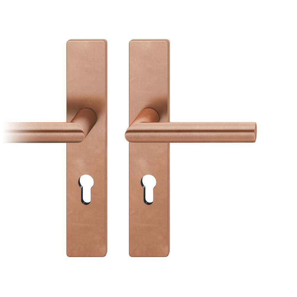 FSB Drückergarnitur mit Langschild 12 1076, VK 8, eckig, mit Nocken, Bronze