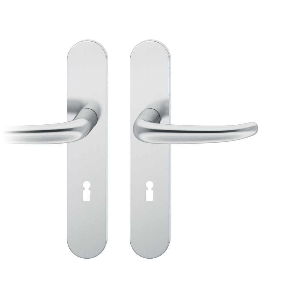 FSB Drückergarnitur mit Langschild 12 1023, VK 8, oval, mit Nocken, Edelstahl