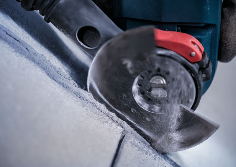 Detailbild, Hakenschneider, Kreisschleifer, Schleifscheibe, Metallkanten, Griff