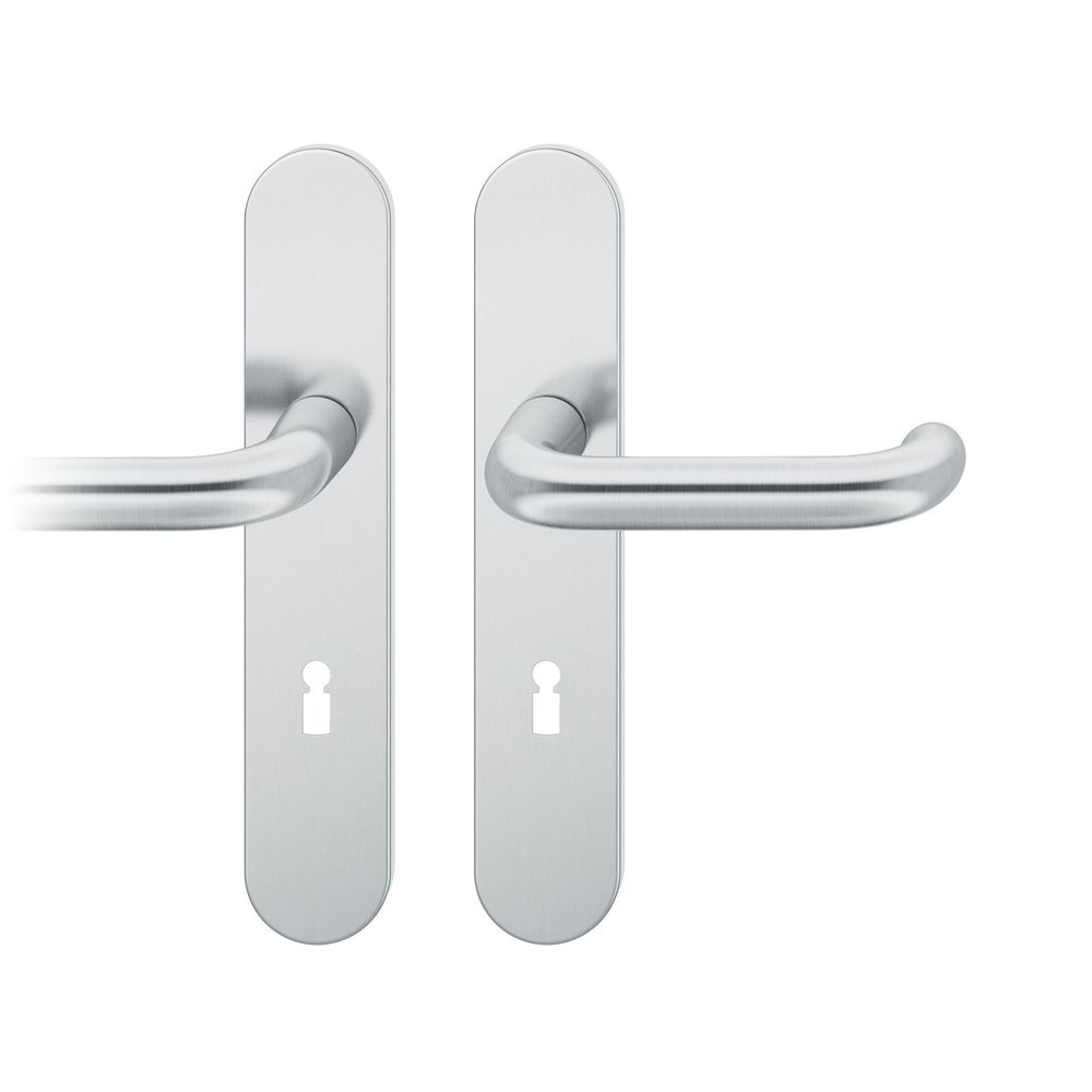 FSB Drückergarnitur mit Langschild 12 1146, VK 8,5, oval, mit Nocken, Edelstahl