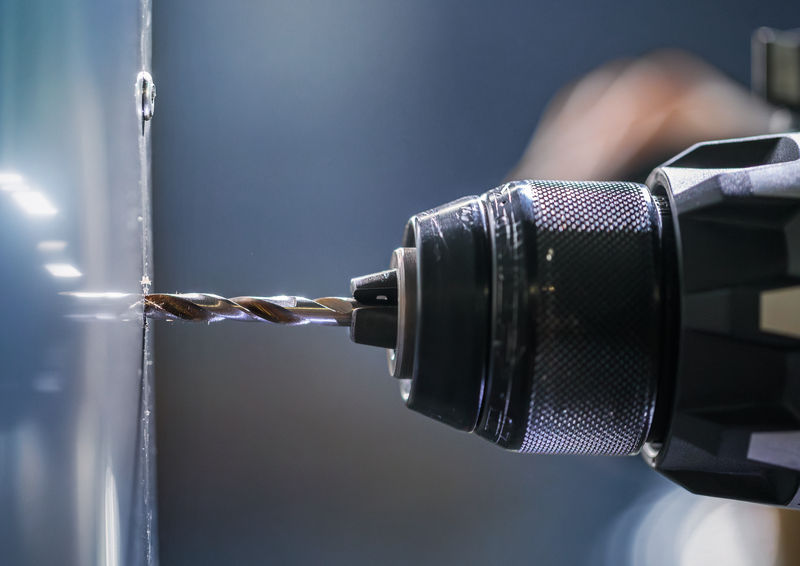 Detailbild, Bohrmaschine, Bohrer, Schwarzer Handgriff, Metallbohrer, Werkzeug