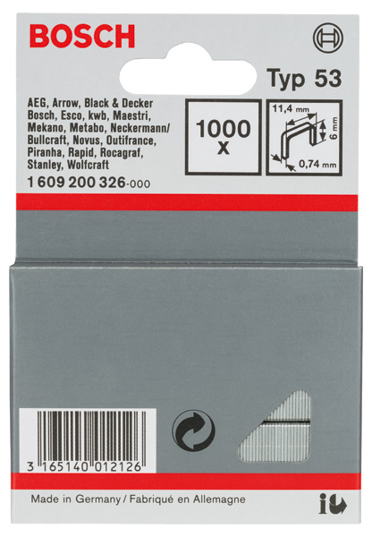 Bosch Feindrahtklammer Typ 53, 11,4 x 0,74 x 6 mm, 1000er-Pack