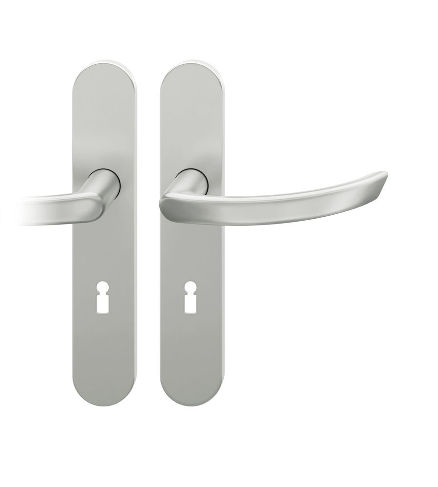 FSB Drückergarnitur mit Langschild 12 1119, VK 8, oval, mit Nocken, Edelstahl