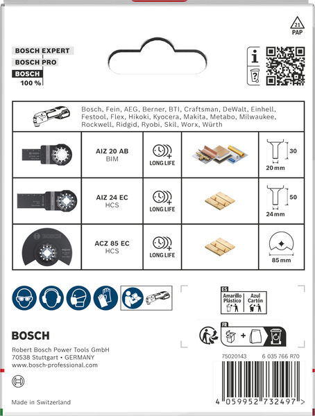 Produktbild Verpackung, Schleifscheibe, Wendeplatten, Diamantscheibe, 1 mm Dicke, Bosch Zubehör