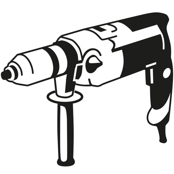Maschinensymbole, Bohrhammer, Schlagbohrer, Kabelzug, Metallwerkzeug, Ständer