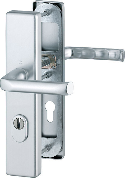 HOPPE Schutz-Drückergarnitur London mit Langschild 113/2222ZA/2210, 8/72 mm, Aluminium