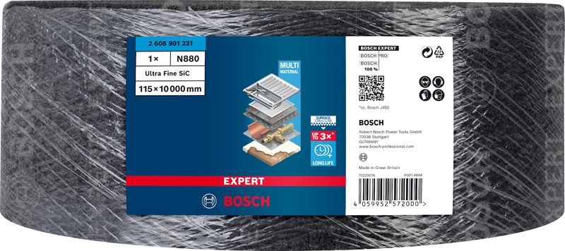 Bosch EXPERT N880 Vliesrolle zum Handschleifen, 150&nbsp;mm x 10&nbsp;m, sehr fein A