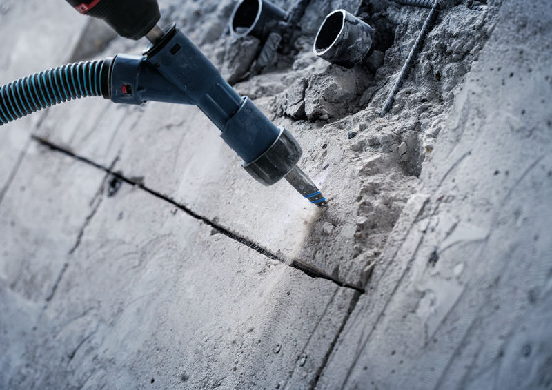 Anwendungsbild, Wand, Schleifgerät, Beton, Schraubstelle, Fräsen