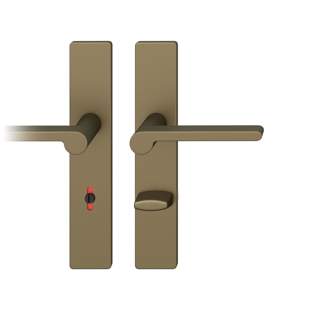 FSB Drückergarnitur mit Langschild 12 1021, VK 7, eckig, mit Nocken, Aluminium