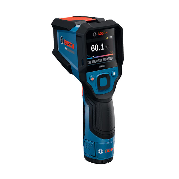 Produktbild, mehrzweck-warmluft, infrarot-thermometer, handgriff, digital-display, bosch-gerät